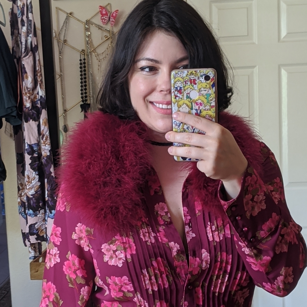 Vintage Pinup Pink Maribou Feather Scarf Collar